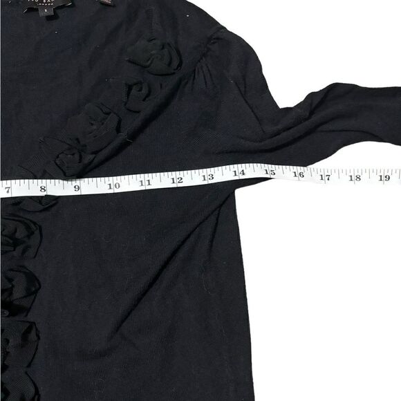 Ted Baker Black Ruffle Button Down Blouse - Picture 3 of 5